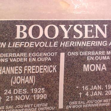 BOOYSEN Johannes Frederick 1925-1990 &amp; Mona 1927-2005