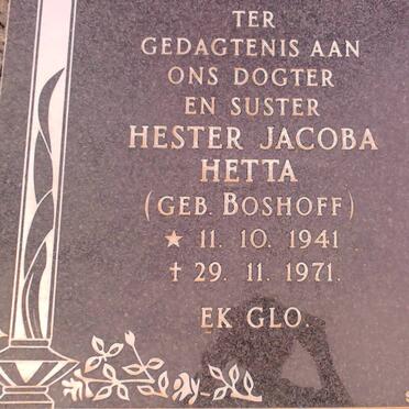 BOSHOFF Hester Jacoba Hetta 1941-1971