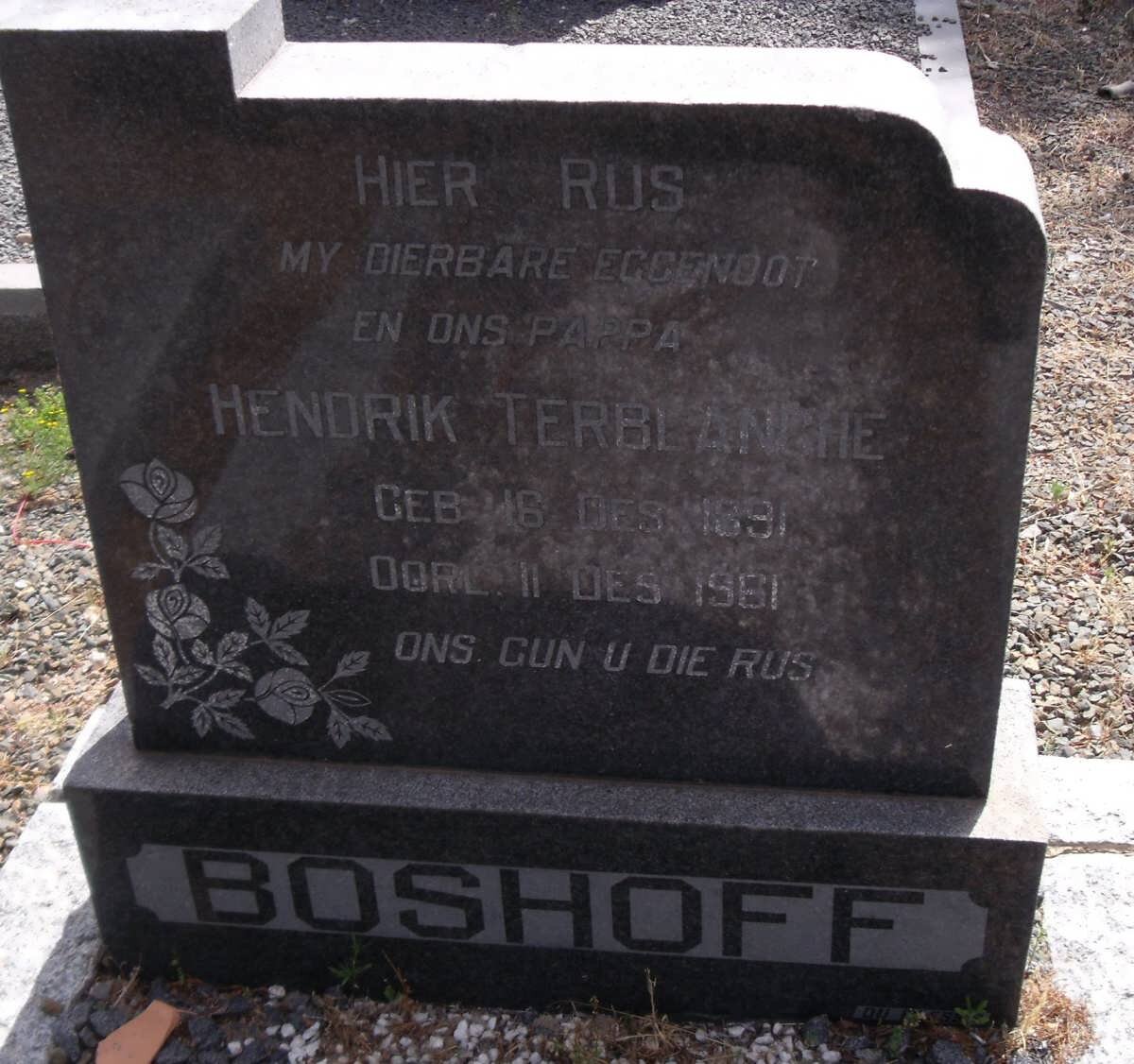 BOSHOFF Hendrik Terblanche 1891-1961