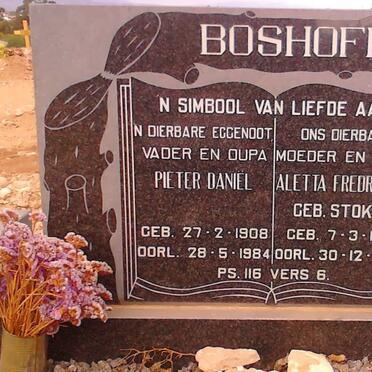 BOSHOFF Pieter Daniel 1908-1984 &amp; Aletta Fredrika S. STOKES  1910-1985