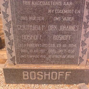 BOSHOFF Dirk Johannes 1894-1955 &amp; Gertruida P. VAN VUUREN 1893-1967