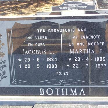 BOTHMA Jacobus L. 1884-1980 &amp; Martha E. 1889-1977