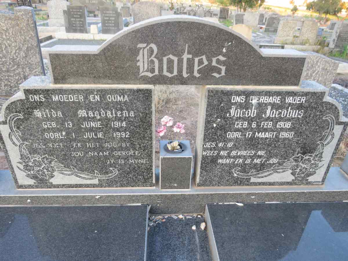 BOTES Jacob Jacobus 1908-1960 & Hilda Magdalena 1914-1992