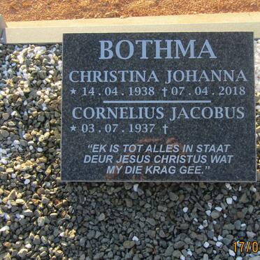 BOTHMA Cornelius Jacobus 1937- &amp; Christina Johanna 1938-2018