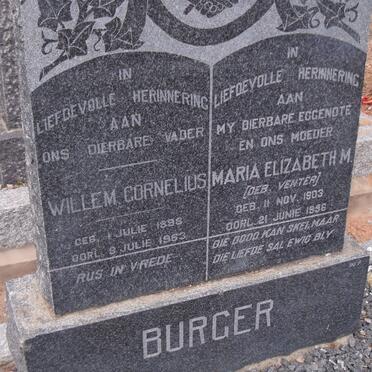 BURGER Willem Cornelius 1898-1963 &amp; Maria Elizabeth VENTER 1903-1956