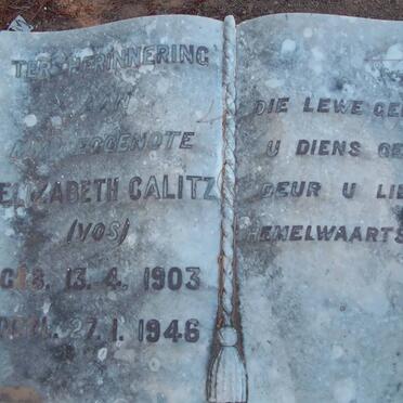 CALITZ Elizabeth nee VOS 1903-1946