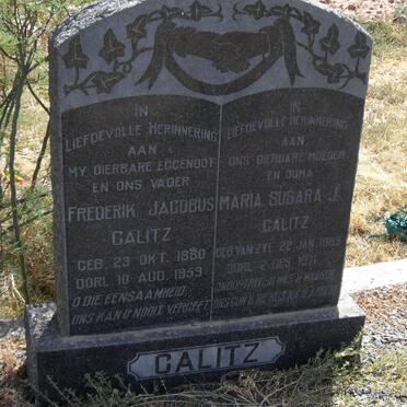 CALITZ Frederik Jacobus 1880-1959 &amp; Maria Susara J. VAN ZYL 1889-1971