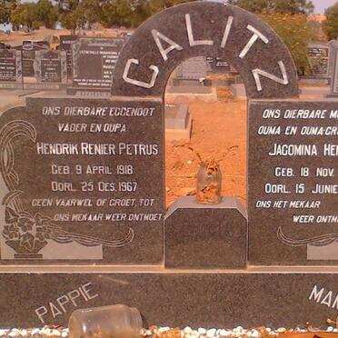 CALITZ Hendrik Renier Petrus 1918-1967 &amp; Jacomina Hendrina 1925-2002