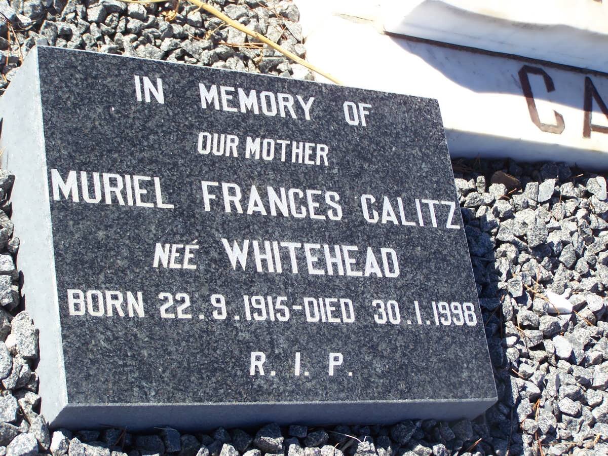 CALITZ Muriel Frances nee WHITEHEAD 1915-1998