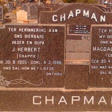 CHAPMAN J. Herbert 1905-1986 &amp; Magdalena Susanna DELPORT 1911-1968