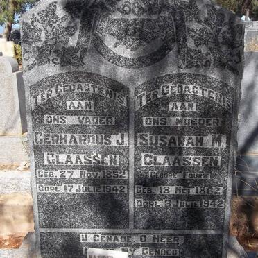 CLAASSEN Gerhardus Johannes 1852-1942 &amp; Susarah Margaretha FOURIE 1862-1942
