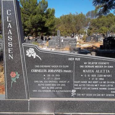 CLAASSEN Cornelius Johannes 1931-2009 &amp; Maria Aletta MEYER  1929-1994