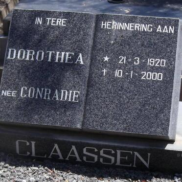 CLAASSEN Dorothea née CONRADIE 1920-2000