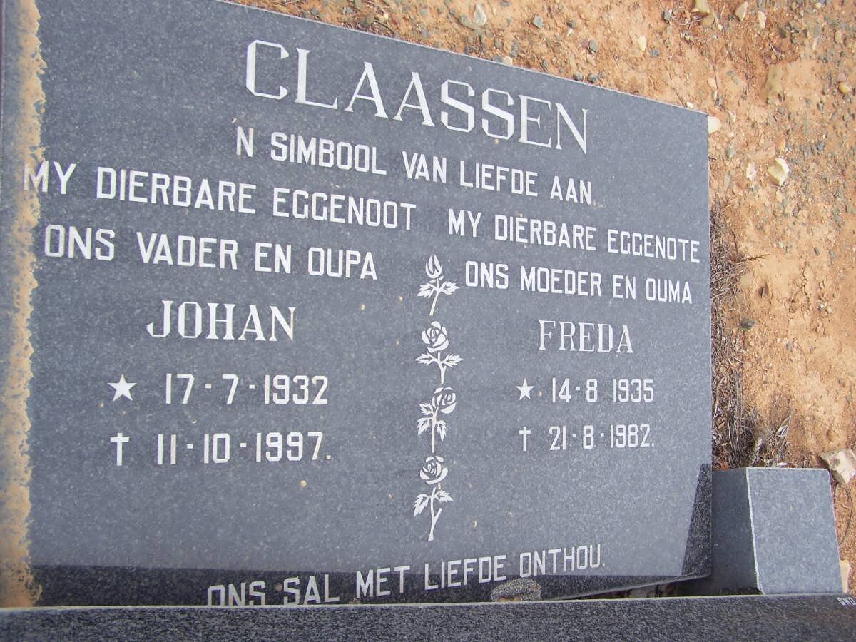 CLAASSEN Johan 1932-1997 &amp; Freda 1935-1982