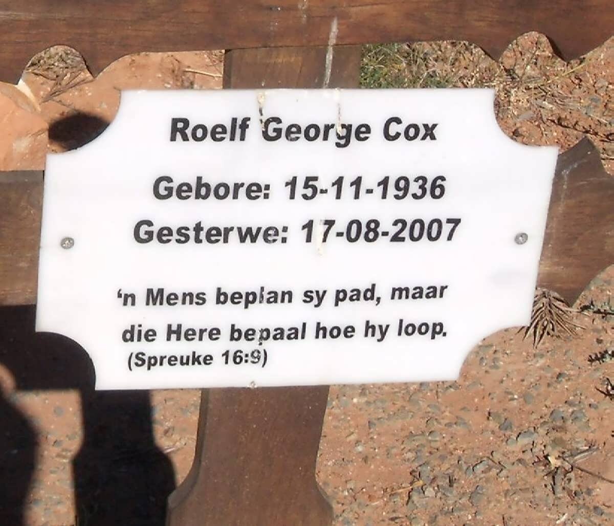 COX Roelf George 1936-2007