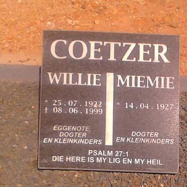 COETZER Willie 1922-1999 &amp; Miemie 1927-