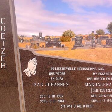 COETZER Izak Johannes 1907-1984 &amp; Magdalena P.W.COETZER 1913-1978