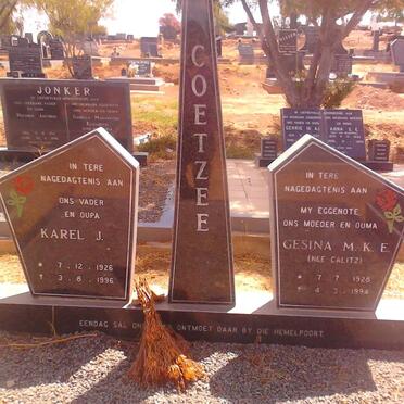 COETZEE Karel J. 1926-1996 &amp; Gesina M.K.E. CALITZ 1928-1994