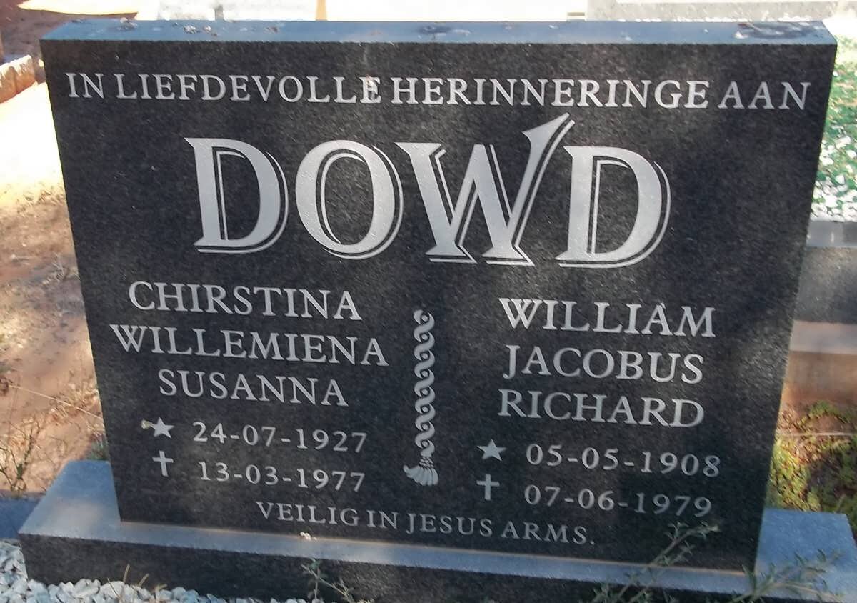 DOWD William Jacobus Richard 1908-1979 &amp; Christina Willemiena Susanna 1927-1977