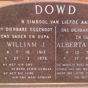 DOWD William J. 1913-1976 &amp; Alberta M.F. 1918-1995 