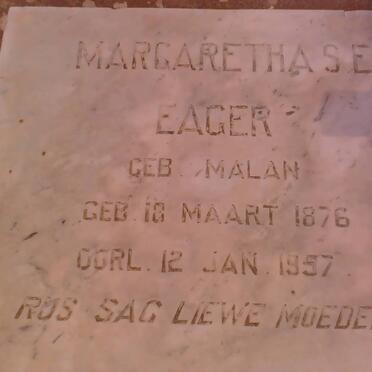EAGER Margaretha S.E. nee MALAN 1876-1957