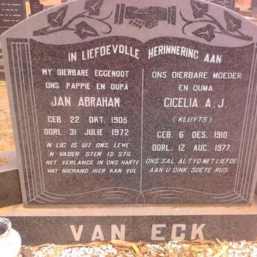 ECK Jan Abraham, van 1905-1972 &amp; Cicelia A.J. KLUYTS 1910-1977