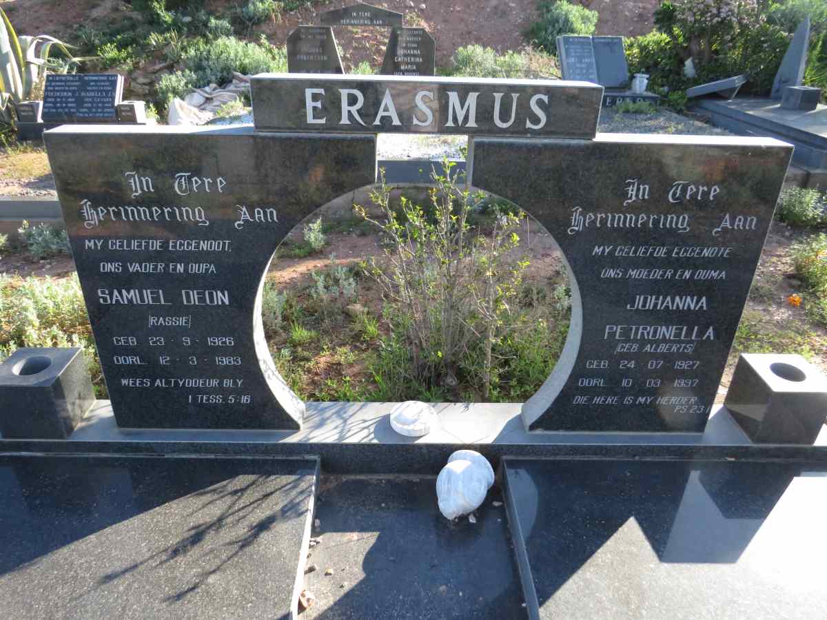 ERASMUS Samuel Deon 1926-1983 & Johanna Petronella ALBERTS 1927-1997