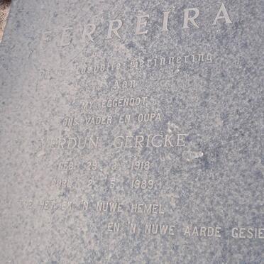 FERREIRA Verdun Gericke 1918-1989