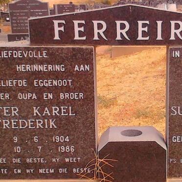 FERREIRA Pieter Karel Frederick 1904-1986 &amp; Susanna Theusina Wilhelmina OLIVIER 1909-1991