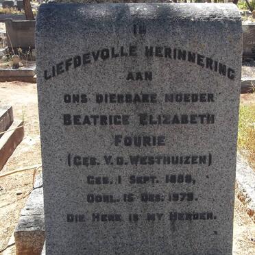 FOURIE Beatrice Elizabeth nee v.d. WESTHUIZEN 1888-1979