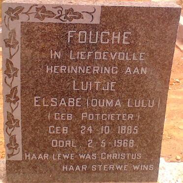 FOUCHE Luitje Elsabe nee POTGIETER 1885-1968 