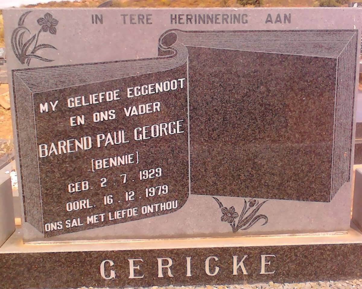 GERICKE Barend Paul George  1929-1979