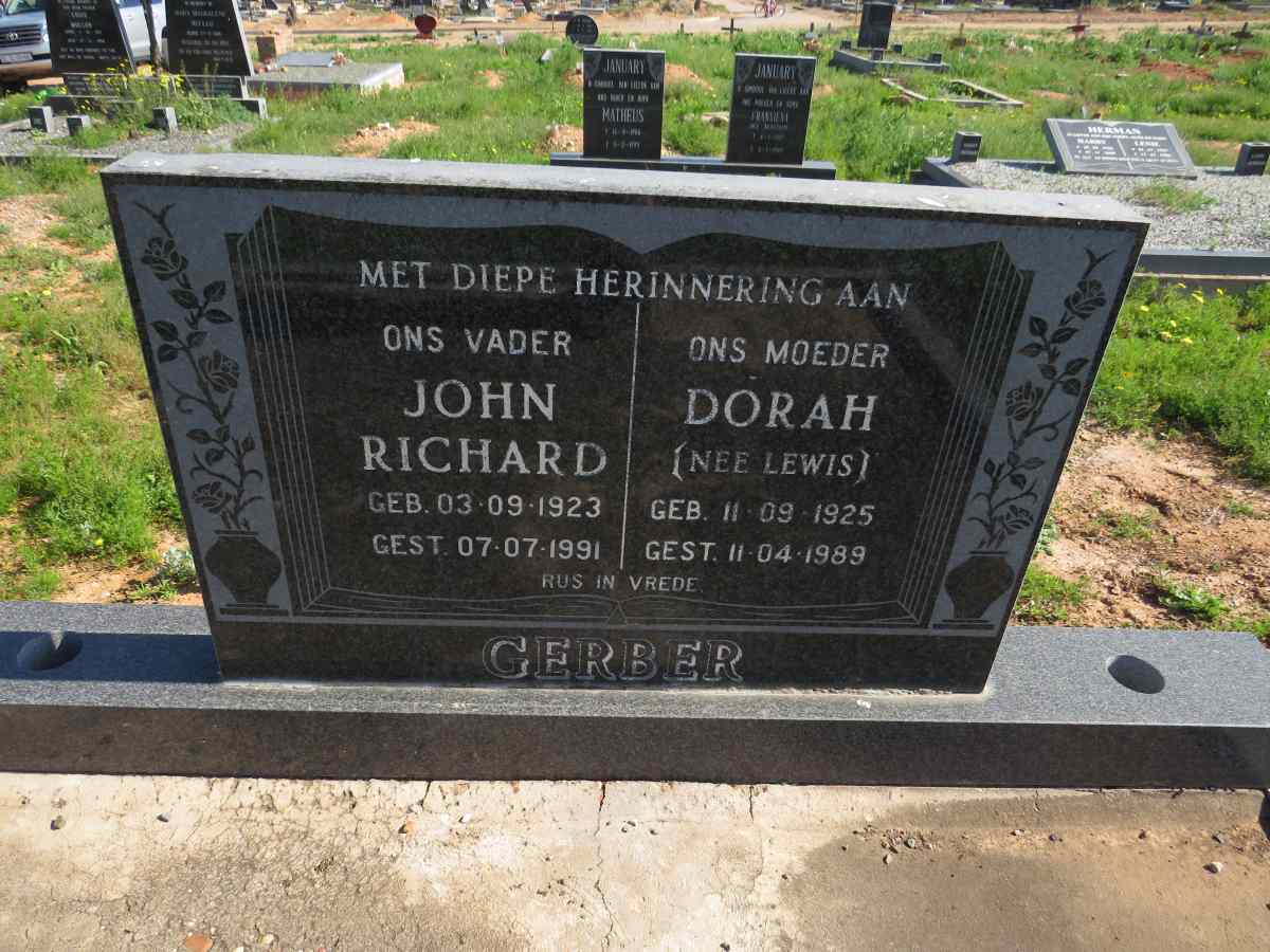 GERBER John Richard 1923-1991 & Dorah LEWIS 1925-1989