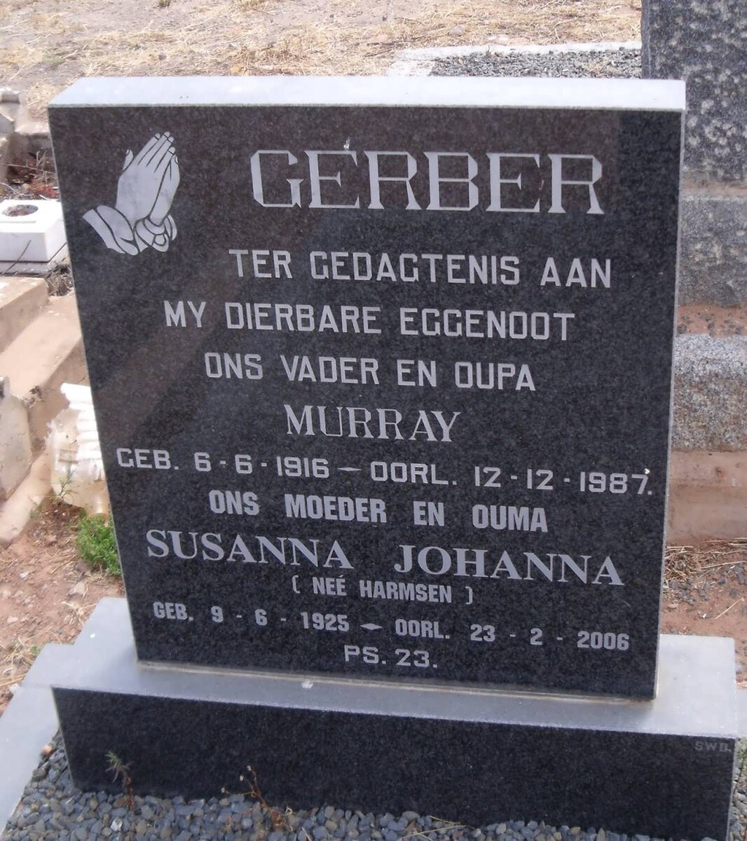 GERBER Murray 1916-1987 &amp; Susanna Johanna HARMSEN 1925-2006