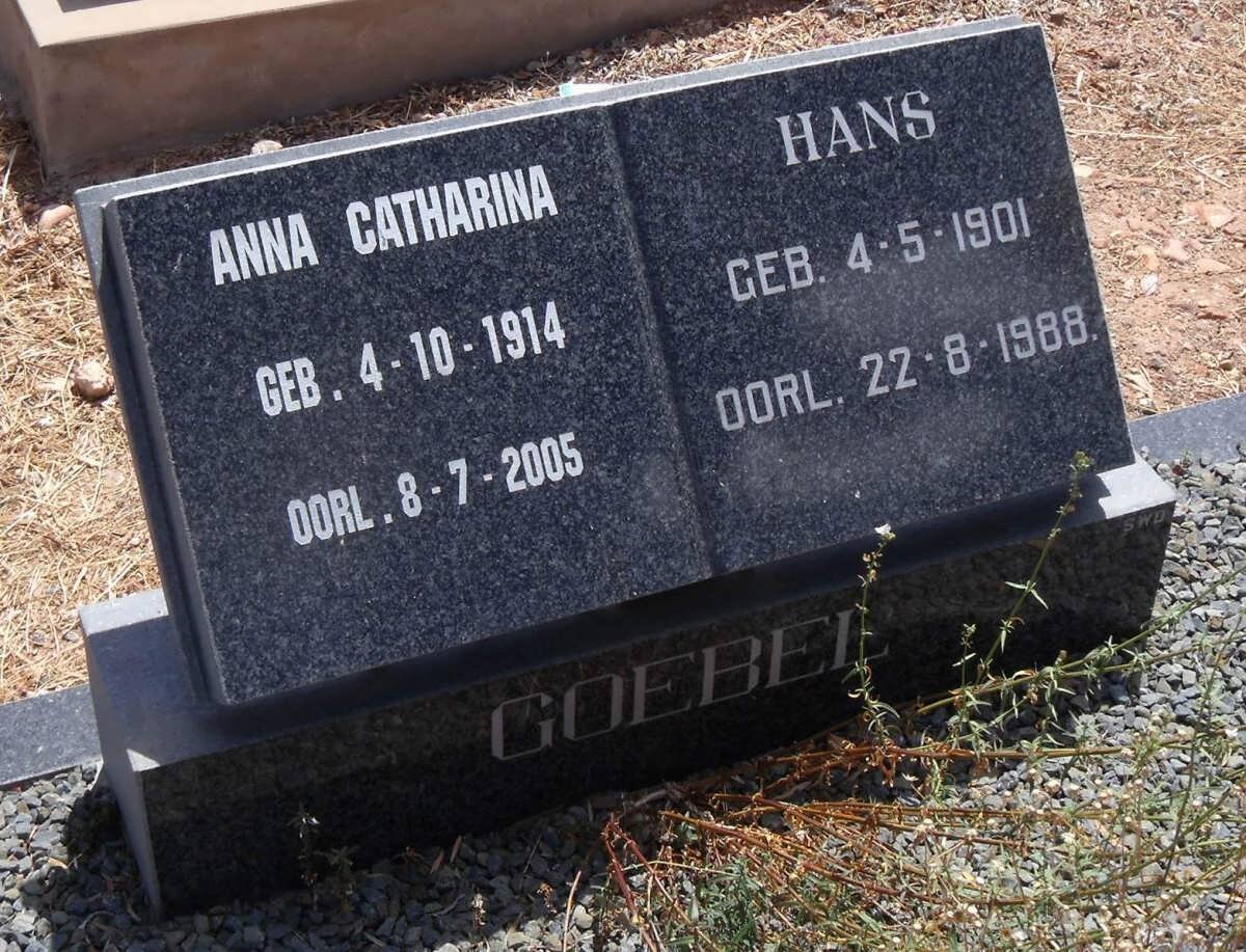GOEBEL Hans 1901-1988 &amp; Anna Catharina 1914-2005