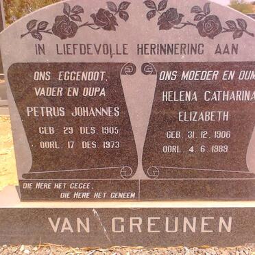 GREUNEN Petrus Johannes, van 1905-1973 &amp; Helena Catharina Elizabeth 1906-1989