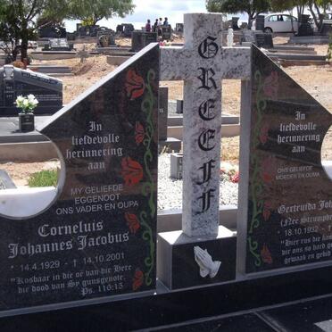 GREEFF Corneluis Johannes Jacobus 1929-2001 &amp; Gertruida Johanna STRUMPHER 1932-2003
