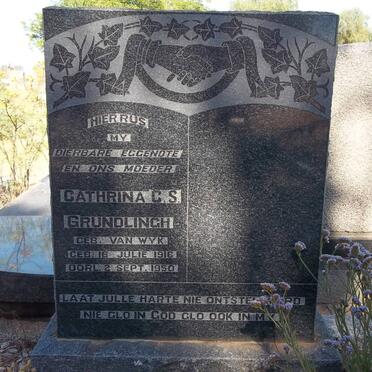 GRUNDLINGH Cathrina C.S. nee van WYK 1916-1950