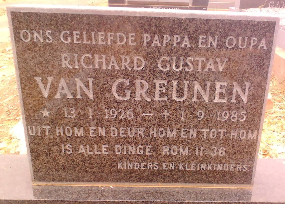 GREUNEN Richard Gustav, van 1926-1985