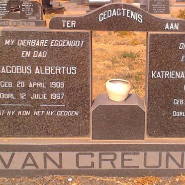 GREUNEN Jacobus Albertus, van 1909-1967 &amp; Katriena Maria Elizabeth BOTHA 1905-1992