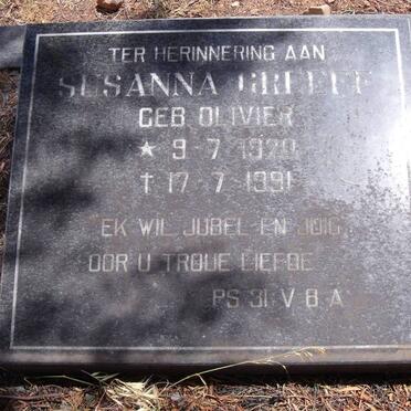 GREEFF Susanna nee OLIVIER 1920-1991