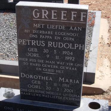 GREEFF Petrus Rudolph 1904-1992 &amp; Dorothea Maria 1911-2001