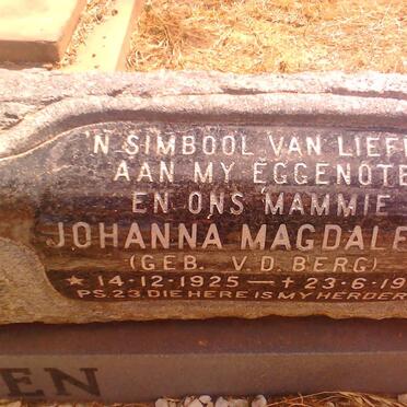 GREUNEN Coenraad E., van 1916-1984 &amp; Johanna Magdalena V.D.BERG 1925-1976