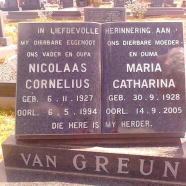 GREUNEN Nicolaas Cornelius, van 1927-1994 &amp; Maria Catharina 1928-2005