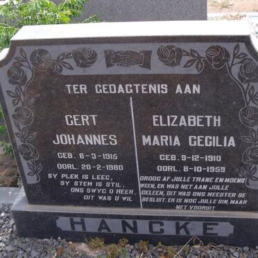 HANCKE Gert Johannes 1915-1980 &amp; Elizabeth Maria Cecilia 1910-1959