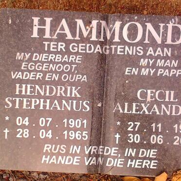 HAMMOND Hendrik Stephanus 1901-1965 :: HAMMOND Cecil Alexander 1940-2008