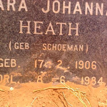 HEATH Sara Johanna nee SCHOEMAN 1906-1984