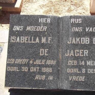 JAGER Jakob C.C., de 1872-1947 &amp; Isabella M.F. GREEFF 1888-1968