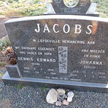 JACOBS Dennis Edward 1926-1991 & Johanna 1935-2018