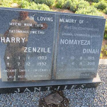 JANTJIES Harry Zenzile 1903-1992 & Nomayeza Dinah 1915-2015